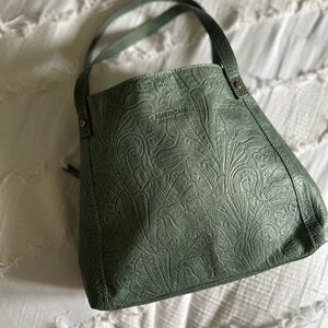American Leather Co floral green bag
